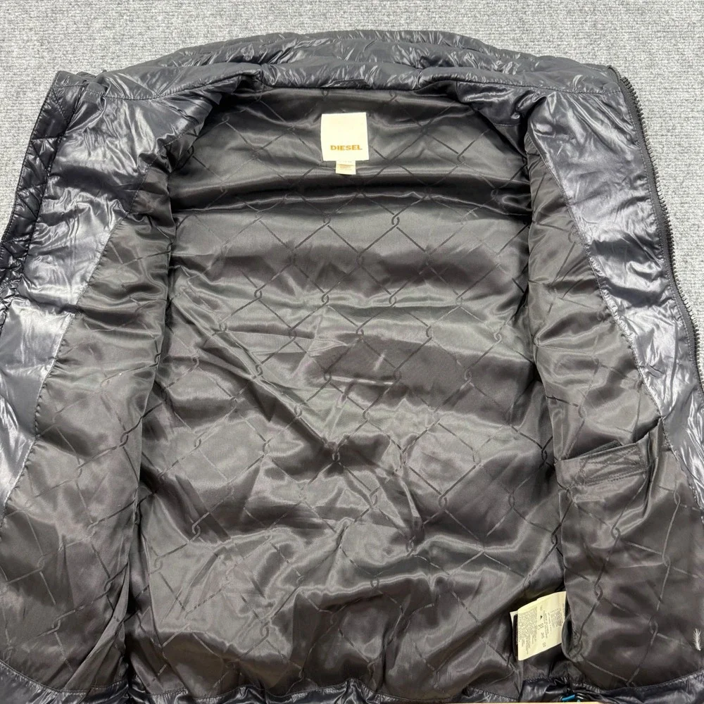 Diesel Puffer Vest XL Black Quilted Zip Front‎ Sleeveless Jacket Mens